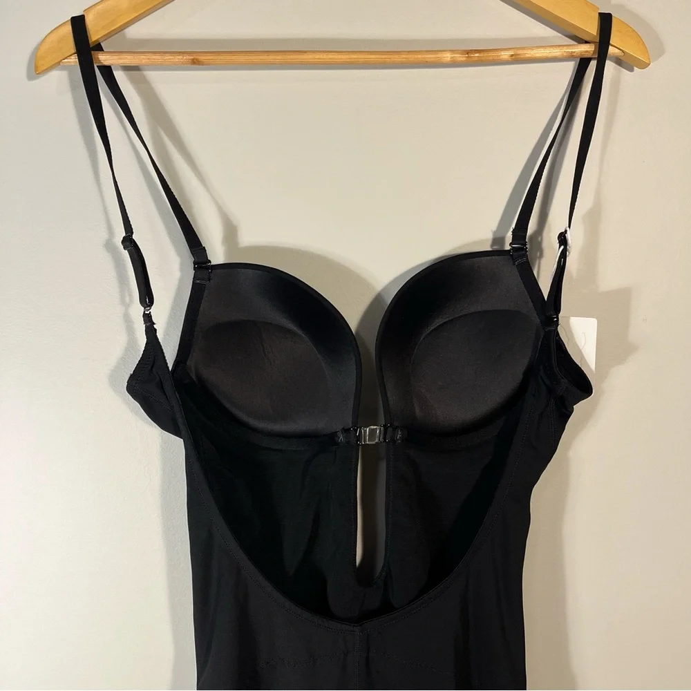 Slimers Black Backless Shapewear Strapless Bodysuit Low Back Plunge Bra Small - Picture 4 of 9